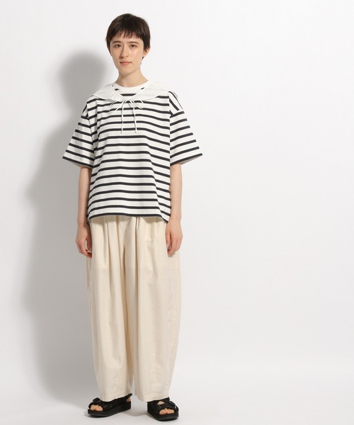 niko and...（ニコアンド）の「付け襟付きボーダービッグプルオーバー（Tシャツ/カットソー・レディース・ネイビー/ベージュ/グリーン・MEDIUM/LARGE）」の13枚目の写真