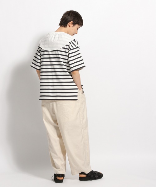 niko and...（ニコアンド）の「付け襟付きボーダービッグプルオーバー（Tシャツ/カットソー・レディース・ネイビー/ベージュ/グリーン・MEDIUM/LARGE）」の19枚目の写真