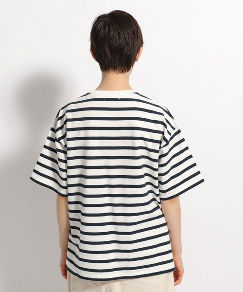 niko and...（ニコアンド）の「付け襟付きボーダービッグプルオーバー（Tシャツ/カットソー・レディース・ネイビー/ベージュ/グリーン・MEDIUM/LARGE）」の5枚目の写真