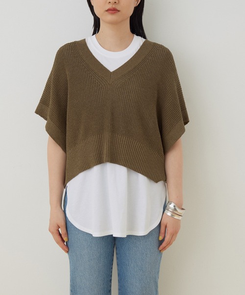 ADAM ET ROPE'（アダムエロペ）の「＜SETアイテム＞レイヤードベストプルオーバー（タンクトップ・レディース・ブラック/キナリ/ブラウン・FREE）」の12枚目の写真