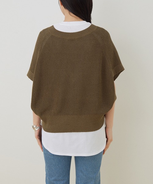 ADAM ET ROPE'（アダムエロペ）の「＜SETアイテム＞レイヤードベストプルオーバー（タンクトップ・レディース・ブラック/キナリ/ブラウン・FREE）」の18枚目の写真