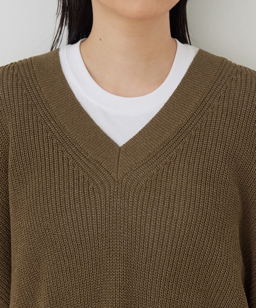 ADAM ET ROPE'（アダムエロペ）の「＜SETアイテム＞レイヤードベストプルオーバー（タンクトップ・レディース・ブラック/キナリ/ブラウン・FREE）」の4枚目の写真