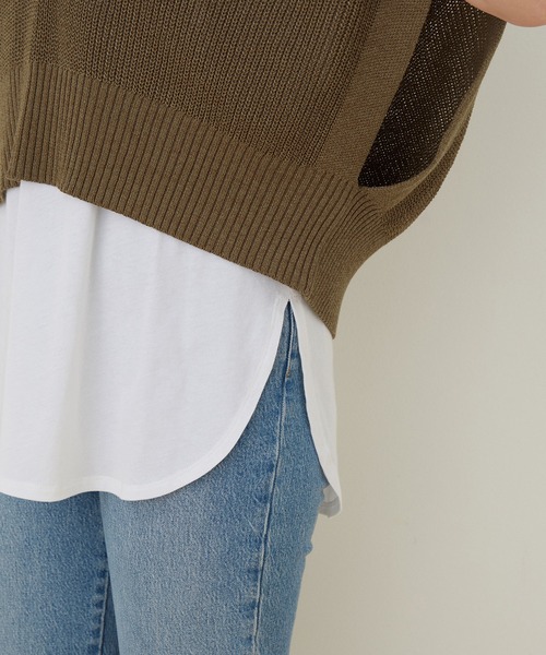 ADAM ET ROPE'（アダムエロペ）の「＜SETアイテム＞レイヤードベストプルオーバー（タンクトップ・レディース・ブラック/キナリ/ブラウン・FREE）」の6枚目の写真