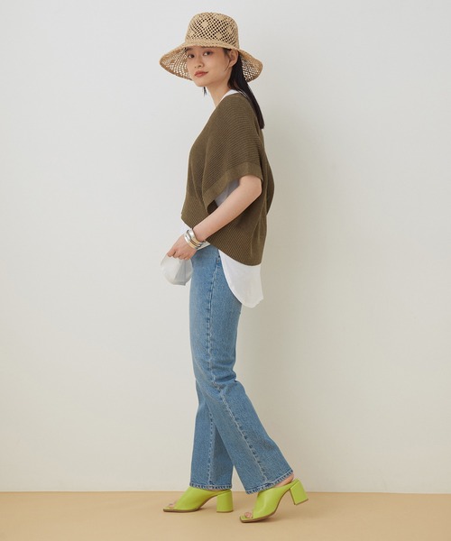 ADAM ET ROPE'（アダムエロペ）の「＜SETアイテム＞レイヤードベストプルオーバー（タンクトップ・レディース・ブラック/キナリ/ブラウン・FREE）」の11枚目の写真