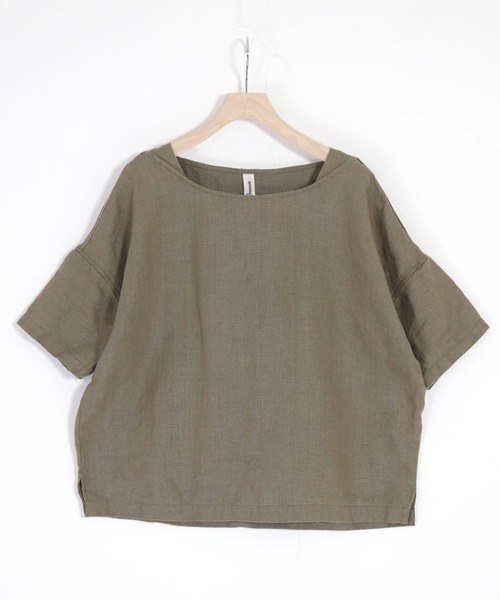 Brocante（ブロカント）の「[Brocante / ブロカント] リネンキャンバス　バトーシャツ（シャツ/ブラウス・レディース・ベージュ/オリーブ・2）」の2枚目の写真