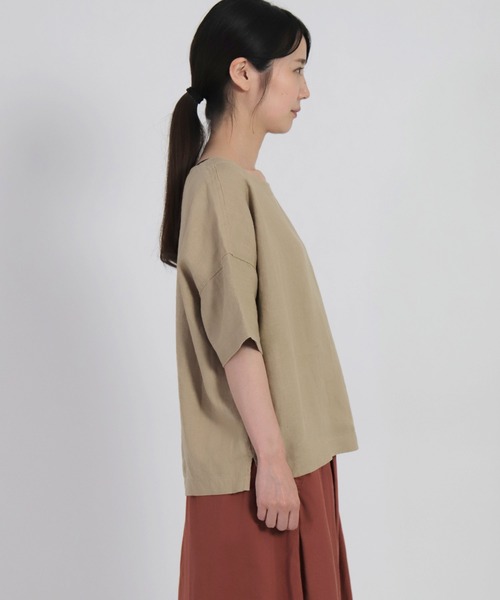 Brocante（ブロカント）の「[Brocante / ブロカント] リネンキャンバス　バトーシャツ（シャツ/ブラウス・レディース・ベージュ/オリーブ・2）」の7枚目の写真