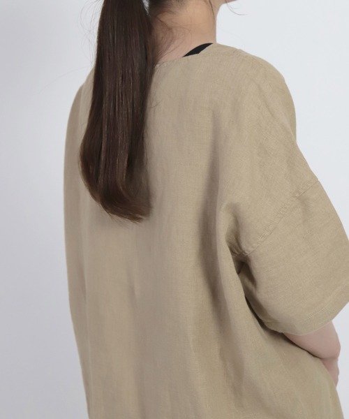 Brocante（ブロカント）の「[Brocante / ブロカント] リネンキャンバス　バトーシャツ（シャツ/ブラウス・レディース・ベージュ/オリーブ・2）」の3枚目の写真