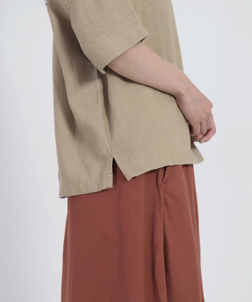Brocante（ブロカント）の「[Brocante / ブロカント] リネンキャンバス　バトーシャツ（シャツ/ブラウス・レディース・ベージュ/オリーブ・2）」の5枚目の写真