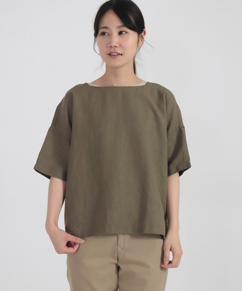 Brocante（ブロカント）の「[Brocante / ブロカント] リネンキャンバス　バトーシャツ（シャツ/ブラウス・レディース・ベージュ/オリーブ・2）」の12枚目の写真