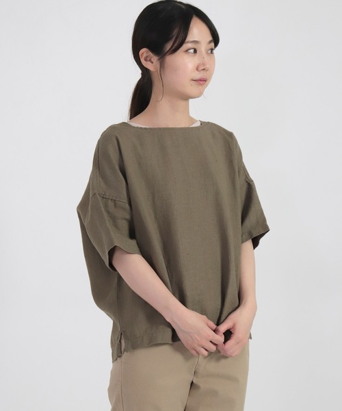 Brocante（ブロカント）の「[Brocante / ブロカント] リネンキャンバス　バトーシャツ（シャツ/ブラウス・レディース・ベージュ/オリーブ・2）」の10枚目の写真