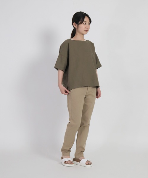 Brocante（ブロカント）の「[Brocante / ブロカント] リネンキャンバス　バトーシャツ（シャツ/ブラウス・レディース・ベージュ/オリーブ・2）」の6枚目の写真