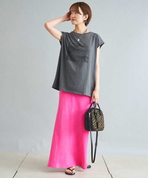 DouDou(ドゥドゥ)の「【WEB限定】フォトT(Tシャツ/カットソー・レディース・チャコールグレー/オフホワイト・FREE)」の10枚目の写真