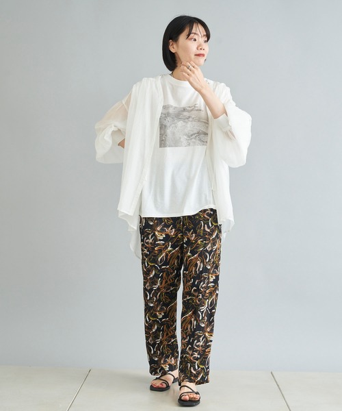 DouDou(ドゥドゥ)の「【WEB限定】フォトT(Tシャツ/カットソー・レディース・チャコールグレー/オフホワイト・FREE)」の4枚目の写真