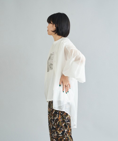 DouDou(ドゥドゥ)の「【WEB限定】フォトT(Tシャツ/カットソー・レディース・チャコールグレー/オフホワイト・FREE)」の19枚目の写真