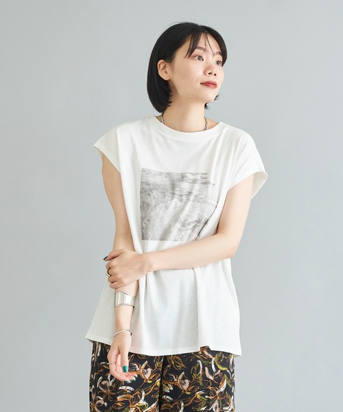 DouDou(ドゥドゥ)の「【WEB限定】フォトT(Tシャツ/カットソー・レディース・チャコールグレー/オフホワイト・FREE)」の8枚目の写真