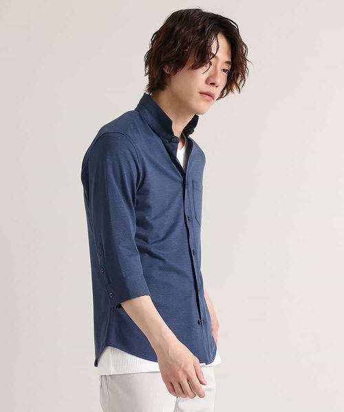 MK MICHEL KLEIN HOMME (エムケーミッシェルクランオム)の「ダークドットジャージ(シャツ/ブラウス・メンズ・チャコールグレー/ブルー・48/46/51)」の4枚目の写真
