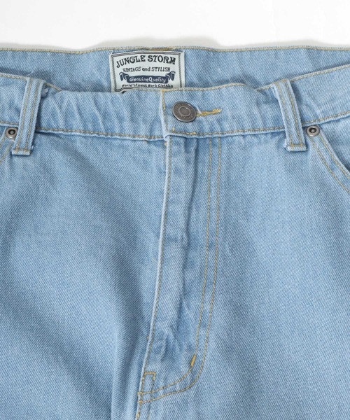 Salong hameu（サロン ハミュー）の「デニムワイドバギーパンツ/ワイドテーパードパンツ メンズ レディース（デニムパンツ・メンズ・ワンウォッシュ/ライトインディゴブルー/ダークインディゴブルー・M/L）」の4枚目の写真