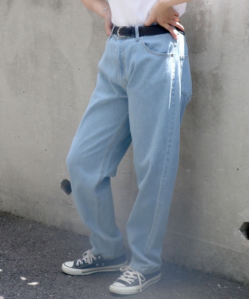 Salong hameu（サロン ハミュー）の「デニムワイドバギーパンツ/ワイドテーパードパンツ メンズ レディース（デニムパンツ・メンズ・ワンウォッシュ/ライトインディゴブルー/ダークインディゴブルー・M/L）」の21枚目の写真