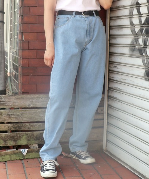 Salong hameu（サロン ハミュー）の「デニムワイドバギーパンツ/ワイドテーパードパンツ メンズ レディース（デニムパンツ・メンズ・ワンウォッシュ/ライトインディゴブルー/ダークインディゴブルー・M/L）」の22枚目の写真