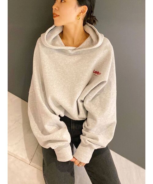 Ungrid（アングリッド）の「フードロゴルーズパーカー（パーカー・レディース・ライトグレー/ネイビー/オフホワイト・FREE）」の4枚目の写真