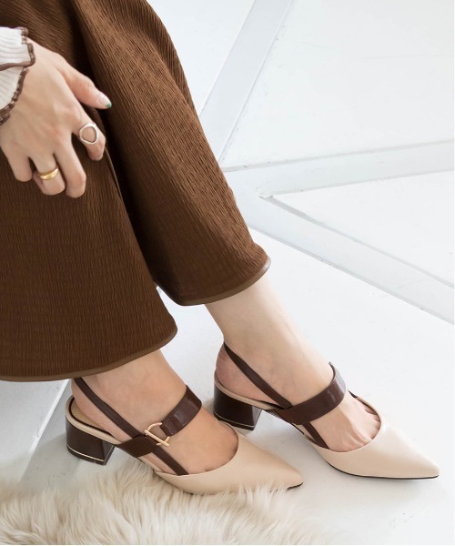 RANDA（ランダ）の「ポインテッドトゥバックストラップパンプス（パンプス・レディース・ベージュ/アイボリー/ダークブラウン・M/L/S/LL）」の9枚目の写真