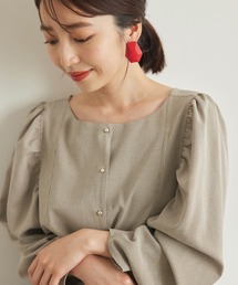 VIS | 【前後2WAY】上品なボリューム袖がアクセント。スクエア＆ラウンドネックブラウス(シャツ/ブラウス)