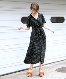 ブランド古着 Heather ヘザー レディース のワンピース ドレス ブラック 黒色系 ドット柄 古着通販 Zozoused