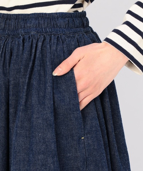 オアスロウ orslow ギャザー ロング デニム スカート インディゴ 0
