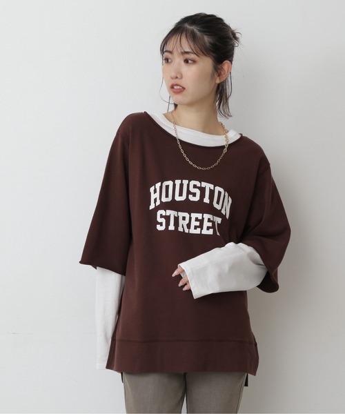 FREE'S MART（フリーズマート）の「◆カレッジロゴ5分袖スウェット（スウェット・レディース・ホワイト/ブラウン/グレー・FREE）」の6枚目の写真