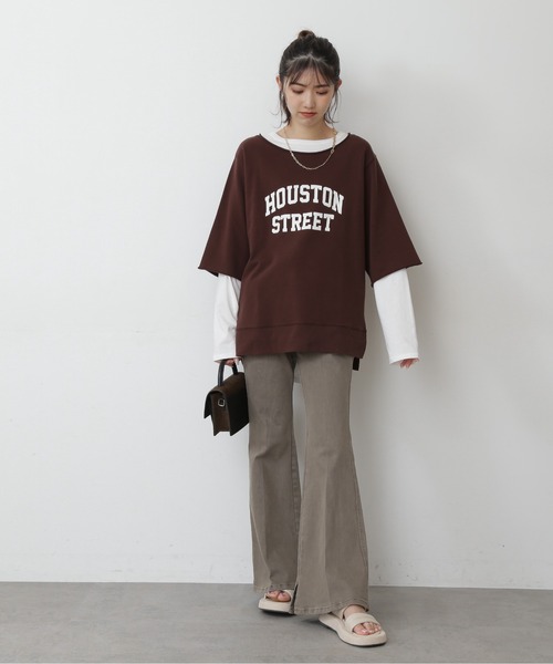 FREE'S MART（フリーズマート）の「◆カレッジロゴ5分袖スウェット（スウェット・レディース・ホワイト/ブラウン/グレー・FREE）」の9枚目の写真