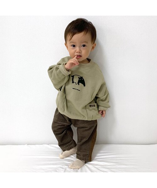 BREEZE（ブリーズ）の「WEB限定 バイカラーサーカスパンツ（その他パンツ・キッズ・チャコール/ベージュ/インディゴブルー・120/90/130/110/80/70/100）」の13枚目の写真