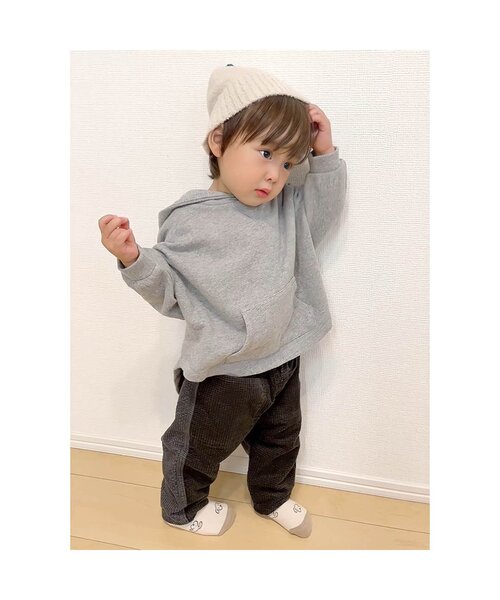 BREEZE（ブリーズ）の「WEB限定 バイカラーサーカスパンツ（その他パンツ・キッズ・チャコール/ベージュ/インディゴブルー・120/90/130/110/80/70/100）」の6枚目の写真