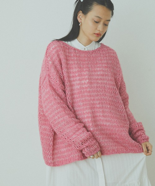 forksy.(フォルクシー)の「【forksy.】モヘアタッチ オーバーサイズプルオーバー(ニット/セーター・レディース・グレー/オフホワイト/モカ/ピンク/マスタード・FREE)」の5枚目の写真