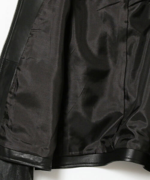 Ray BEAMS(レイビームス)の「Ray BEAMS / ラムレザー ノーカラー ブルゾン(ノーカラージャケット・レディース・ブラック/ダークブラウン・1/0)」の7枚目の写真