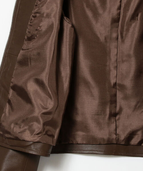 Ray BEAMS(レイビームス)の「Ray BEAMS / ラムレザー ノーカラー ブルゾン(ノーカラージャケット・レディース・ブラック/ダークブラウン・1/0)」の15枚目の写真