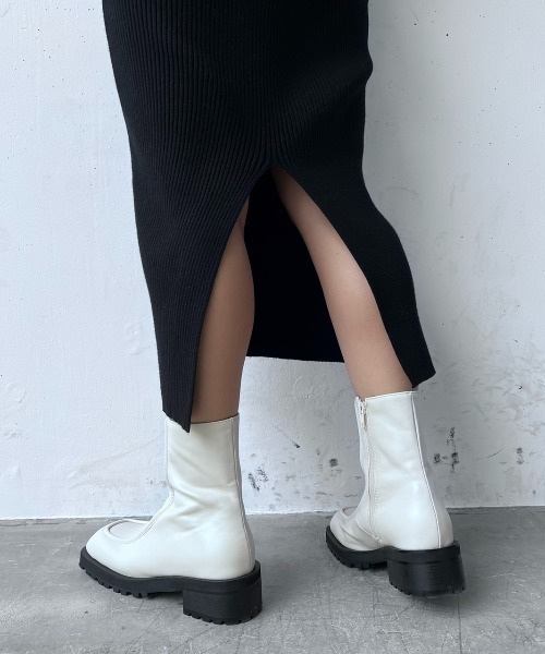 Happy John(ハッピージョン)の「square toe uncle boots/スクエアトゥアンクルブーツ(ブーツ・レディース・ホワイト/ブラック・24/25)」の19枚目の写真