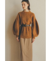 ROUND SLEEVE MOHAIR KNIT TOPS