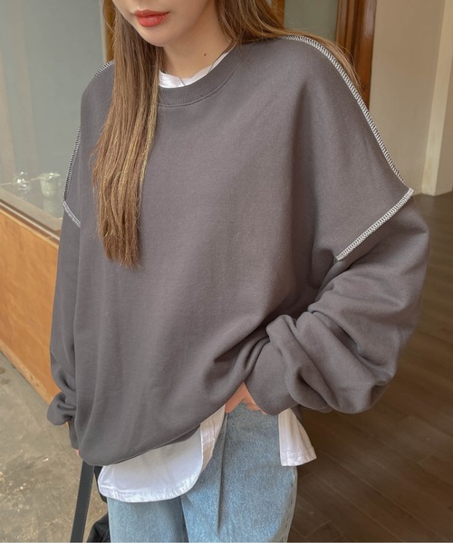 SONA(ソナ)の「3rd Spring×SONYUNARAコラボ ステッチトレーナー(スウェット・レディース・ホワイト/チャコールグレー/ブラック・FREE)」の3枚目の写真