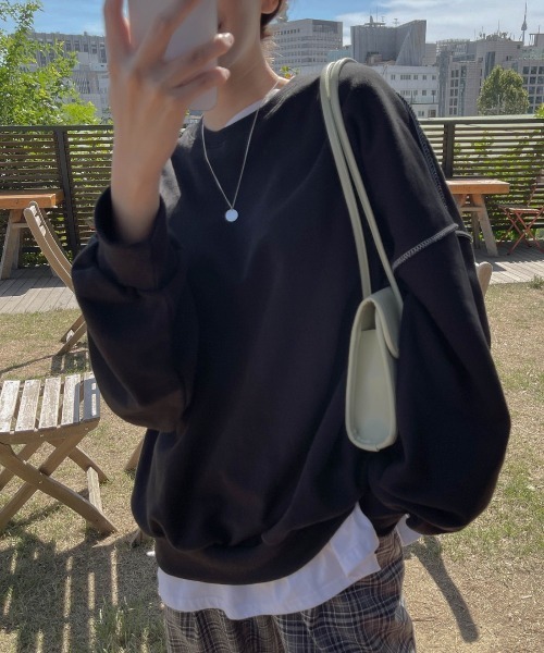 SONA(ソナ)の「3rd Spring×SONYUNARAコラボ ステッチトレーナー(スウェット・レディース・ホワイト/チャコールグレー/ブラック・FREE)」の2枚目の写真