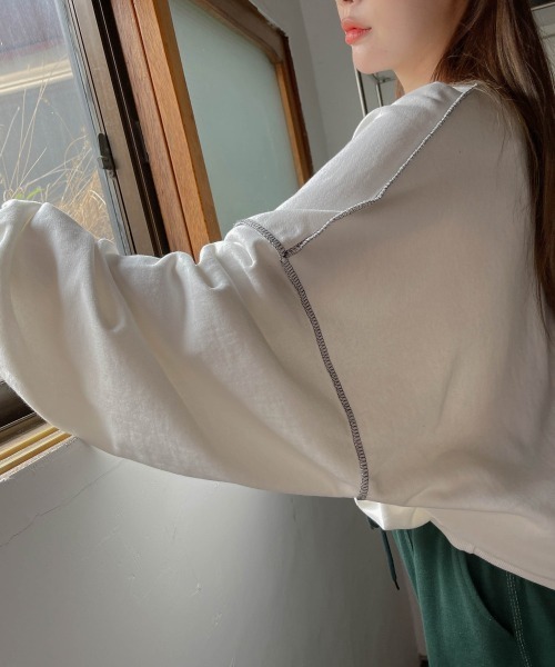 SONA(ソナ)の「3rd Spring×SONYUNARAコラボ ステッチトレーナー(スウェット・レディース・ホワイト/チャコールグレー/ブラック・FREE)」の17枚目の写真