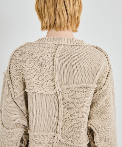 Name.（ネーム）の「PATCHWORK KNIT SWEATER（ニット/セーター・メンズ・ベージュ/ネイビー・1）」の4枚目の写真