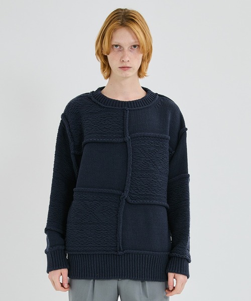 Name.（ネーム）の「PATCHWORK KNIT SWEATER（ニット/セーター・メンズ・ベージュ/ネイビー・1）」の7枚目の写真