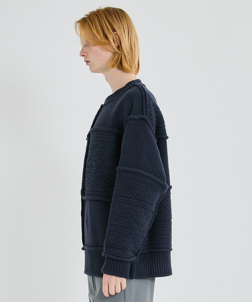 Name.（ネーム）の「PATCHWORK KNIT SWEATER（ニット/セーター・メンズ・ベージュ/ネイビー・1）」の5枚目の写真