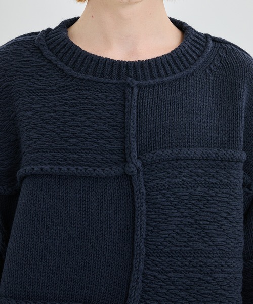 Name.（ネーム）の「PATCHWORK KNIT SWEATER（ニット/セーター・メンズ・ベージュ/ネイビー・1）」の8枚目の写真