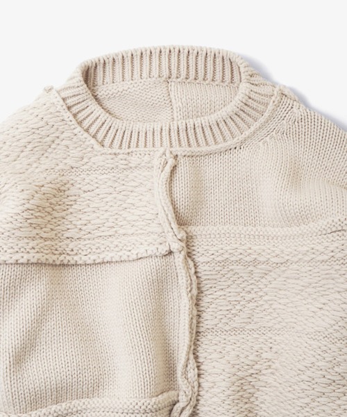 Name.（ネーム）の「PATCHWORK KNIT SWEATER（ニット/セーター・メンズ・ベージュ/ネイビー・1）」の11枚目の写真