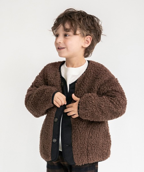 BRANSHES(ブランシェス)の「【ノーカラー】ボアジャケット(ブルゾン・キッズ・ブラック/アイボリー/ブラウン・110/140/120/100/130/150)」の12枚目の写真