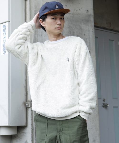 U.S. POLO ASSN.(ユーエスポロアッスン)の「U.S. POLO ASSN. / ユーエスポロアッスン 別注 コラボ ボア フリース トレーナー(スウェット・メンズ・ホワイト/ブラック/ネイビー/グレイッシュベージュ・MEDIUM/LARGE)」の13枚目の写真