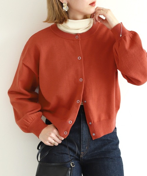 reca(レカ)の「スナップボタン2WAYニットカーディガン(カーディガン/ボレロ・レディース・ブラック/レッド/ブラウン系その他/グリーン・M)」の4枚目の写真