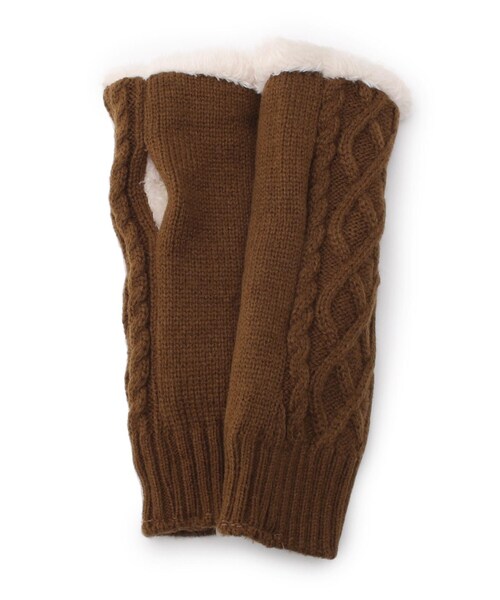 ITS'DEMO（イッツデモ）の「◆ケーブル編みロングニットハンドウォーマー（手袋・レディース・ライトグレー/ダークグレー/キャメル・00）」の8枚目の写真