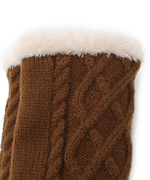 ITS'DEMO（イッツデモ）の「◆ケーブル編みロングニットハンドウォーマー（手袋・レディース・ライトグレー/ダークグレー/キャメル・00）」の6枚目の写真